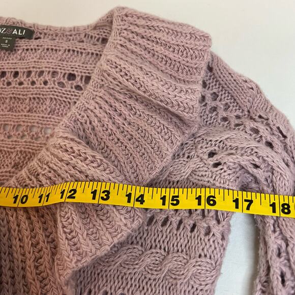 Roz & Ali Women Open Front Waterfall Knit Cardigan Sz SP Feminine Ferry Coquette - Picture 7 of 9